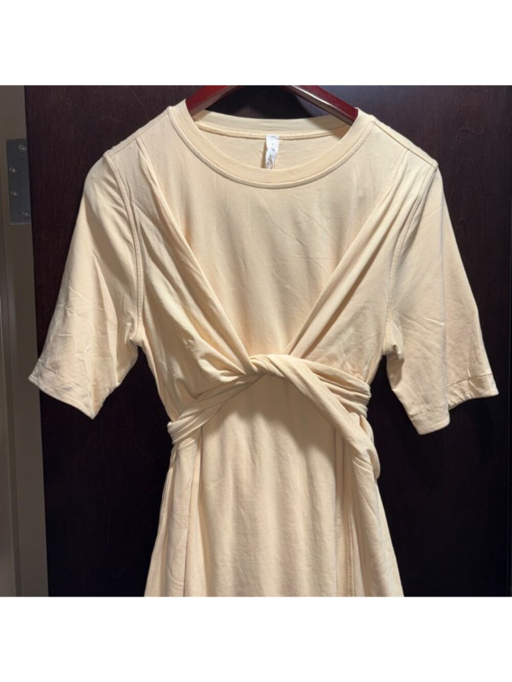 Lululemon Cotton Wrap-Front T-Shirt Flare Dress Prosecco Pima Cotton Stretch 8 - Picture 3 of 13